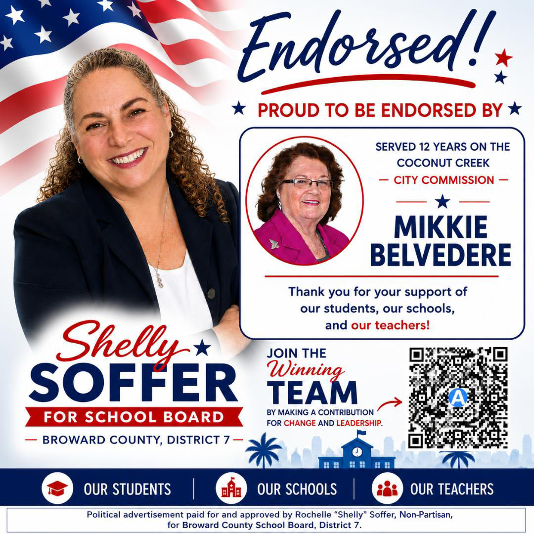 Former Coconut Creek City Commissioner Mikkie Belvedere